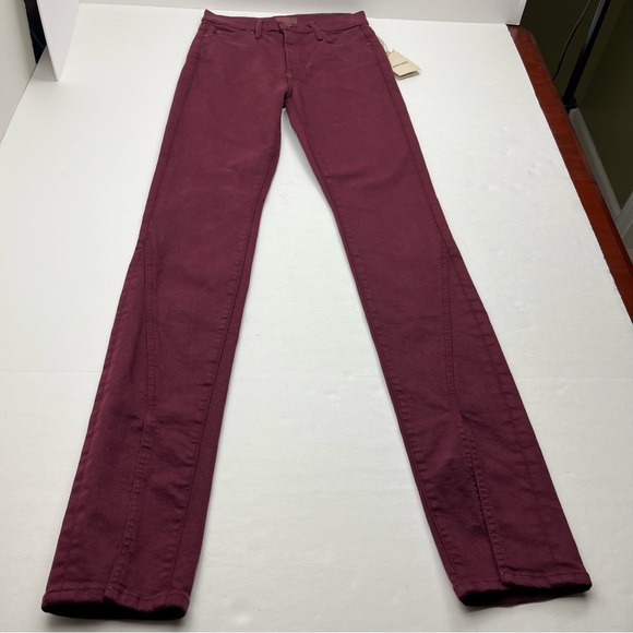 Mother The Rascal Sliced Up Heel Burgundy Play Date Denim Jean Women Size 26 NEW